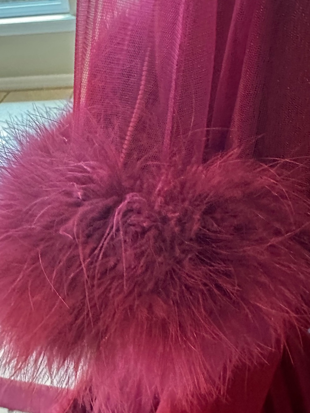 Plum Feather Trim Scarf - Women Accessories